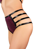 Cleo the Hurricane Bottoms Glitter Riot High Waisted Strappy Pants- Wine * PoleActive EXCLUSIVE*