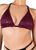 Cleo the Hurricane Tops Glitter Riot String Bikini Top- Wine *PoleActive EXCLUSIVE!*