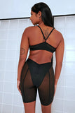 Creatures of XIX Tops Silhouette Plunge Bralette Black with Black Mesh