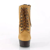 Pleaser Shoes Delight 600TL-02 Tan Nubuck Faux Leather/Dark Brown