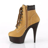 Pleaser Shoes Delight 600TL-02 Tan Nubuck Faux Leather/Dark Brown