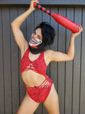 Twisted Movement Bodysuits Red Drizzle Bad B!tch Bodysuit