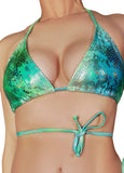 Cleo the Hurricane Tops Reptile String Bikini Top- Green Turquoise