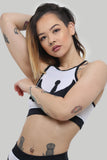 Goddess Halter Top - Black with White Mesh - Creatures of XIX - PoleActive