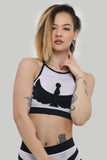 Goddess Halter Top - Black with White Mesh - Creatures of XIX - PoleActive