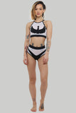 Goddess Halter Top - Black with White Mesh - Creatures of XIX - PoleActive