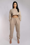 Oversized Cropped Jumper - Fawn