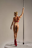 Hamade Activewear Shorts Nude High Waisted Slings Bottom with Red Binding