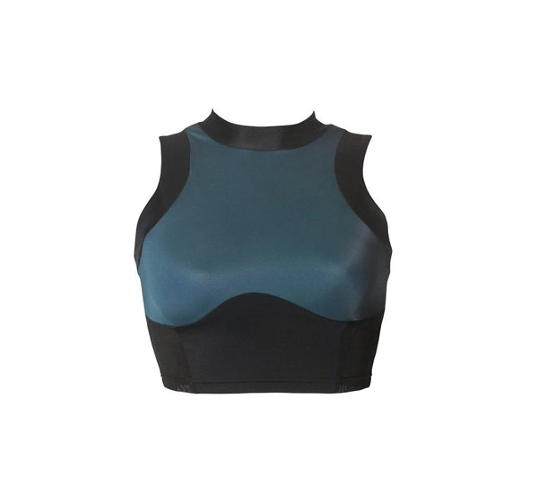 Hamade Activewear Tops Galapagos Turquoise Mesh Side Crop Top