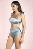 Luna Pole Wear Bottoms High Waist Basic Shorts Silver
