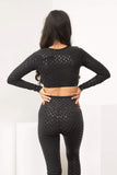 Lunalae Tops Sticky Grip Long Sleeve Crop Recycled Black