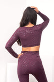 Lunalae Tops Sticky Grip Long Sleeve Crop Recycled Mulberry