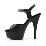 6" Heel, 1 3/4" PF 6" - 6 1/2" Heel Blk Faux Leather/Blk Matte DEL609/BPU/M