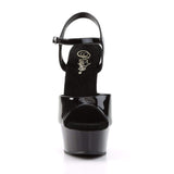 Pleaser Shoes 6" Heel, 1 3/4" PF 6" - 6 1/2" Heel Blk Pat/Blk DEL609/B/M