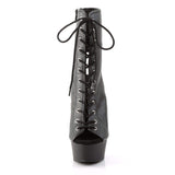 6" Heel, 1 3/4" PF Ankle/Mid-Calf Boots Blk Faux Leather/Blk Matte DEL1016/BPU/M