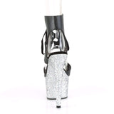 7" Heel, 2 3/4" PF 7" - 7 1/2" Heel Blk Faux Leather/Slv Multi Glitter ADO700-14LG/BPU/SG