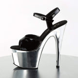 7" Heel, 2 3/4" PF 7" - 7 1/2" Heel Blk Pat/Slv Chrome ADO709/B/SCH
