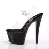7" Heel, 2 3/4" PF 7" - 7 1/2" Heel Clr/Blk-Champagne AB RSTN SKY308CRS/C/B-CHARS