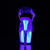 7" Heel, 2 3/4" PF 7" - 7 1/2" Heel Clr/Neon Opal Glitter ADO708UVG/C/NOPG