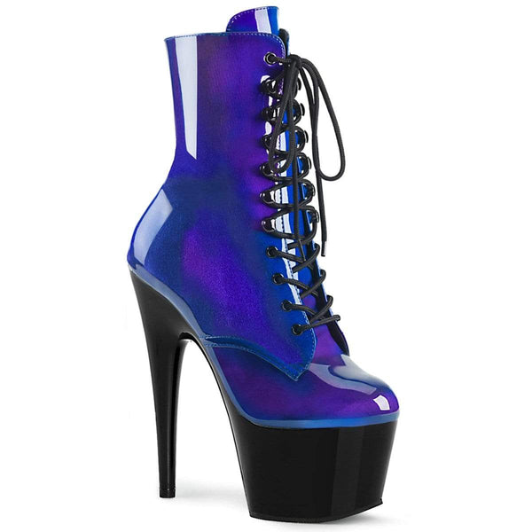 7" Heel, 2 3/4" PF Ankle/Mid-Calf Boots Blue-Purple/Blk ADO1020SHG/BLU-PP/B