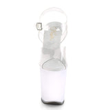 8" Heel, 4" PF 8" Heel Clr/White Glow DISCOLT808/C/WGLOW