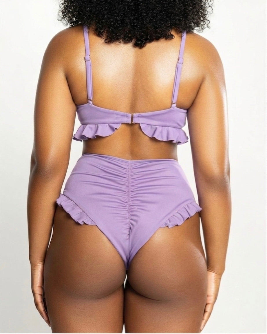Ruffle Me Up High Waist Bottoms - Orchid
