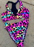 Cleo The Hurricane Crop Top Neon Leopard Twist Sports Bra