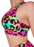 Cleo The Hurricane Crop Top Neon Leopard Twist Sports Bra
