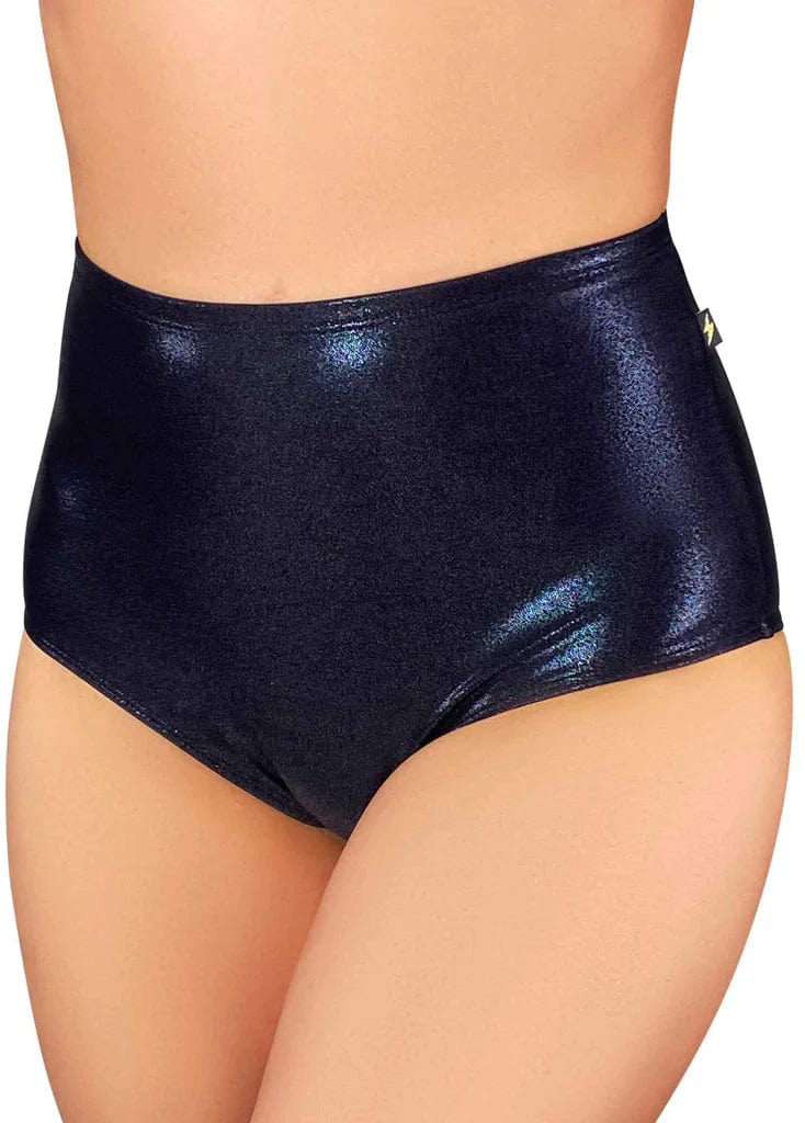 High Waisted Hot Pants - Metallic Black