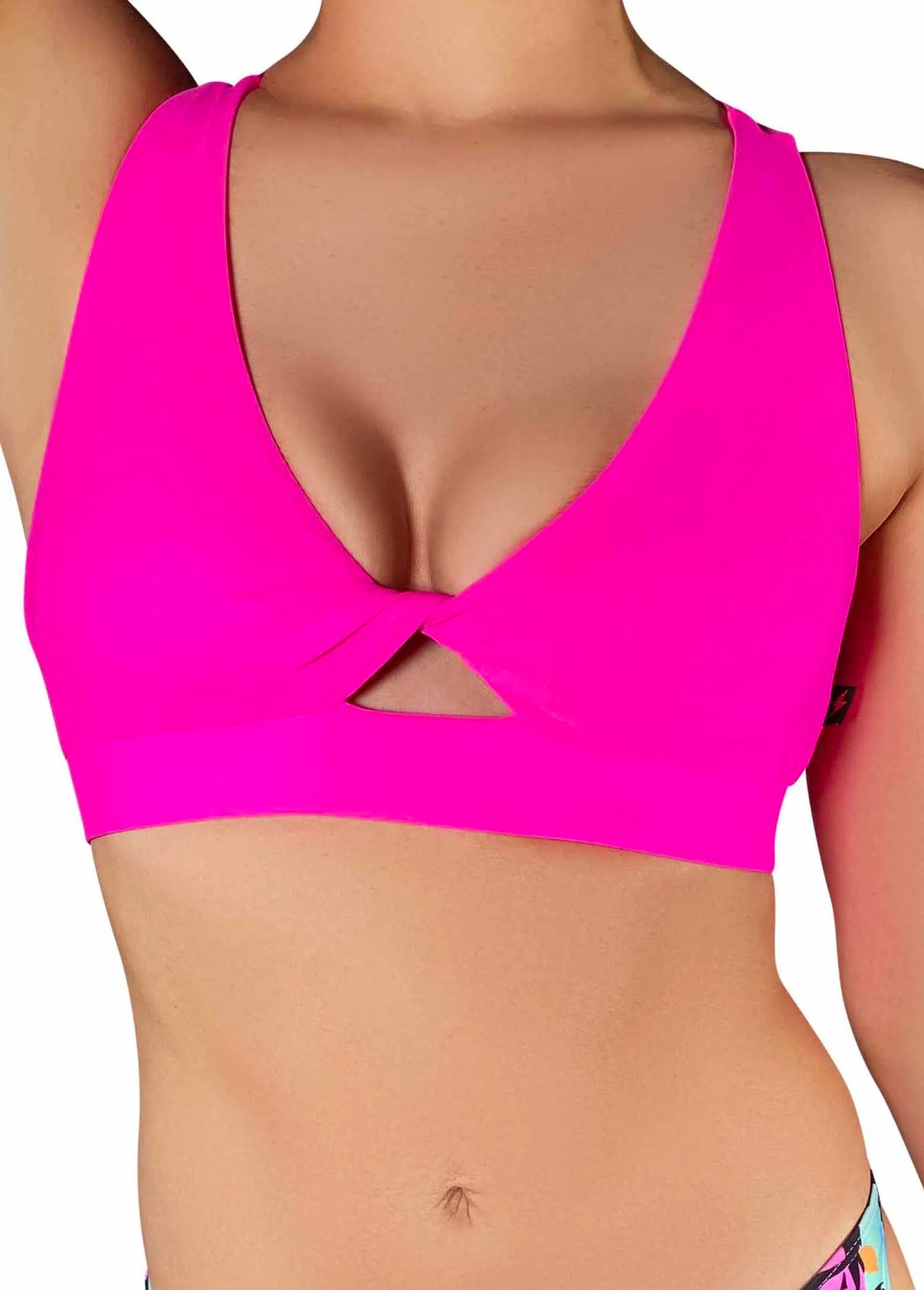 Cleo the Hurricane Tops Essential Twist Top- Hot Pink