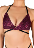 Cleo the Hurricane Tops Glitter Riot String Bikini Top- Wine *PoleActive EXCLUSIVE!*
