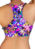 Cleo the Hurricane Tops Neon Floral Twist Top