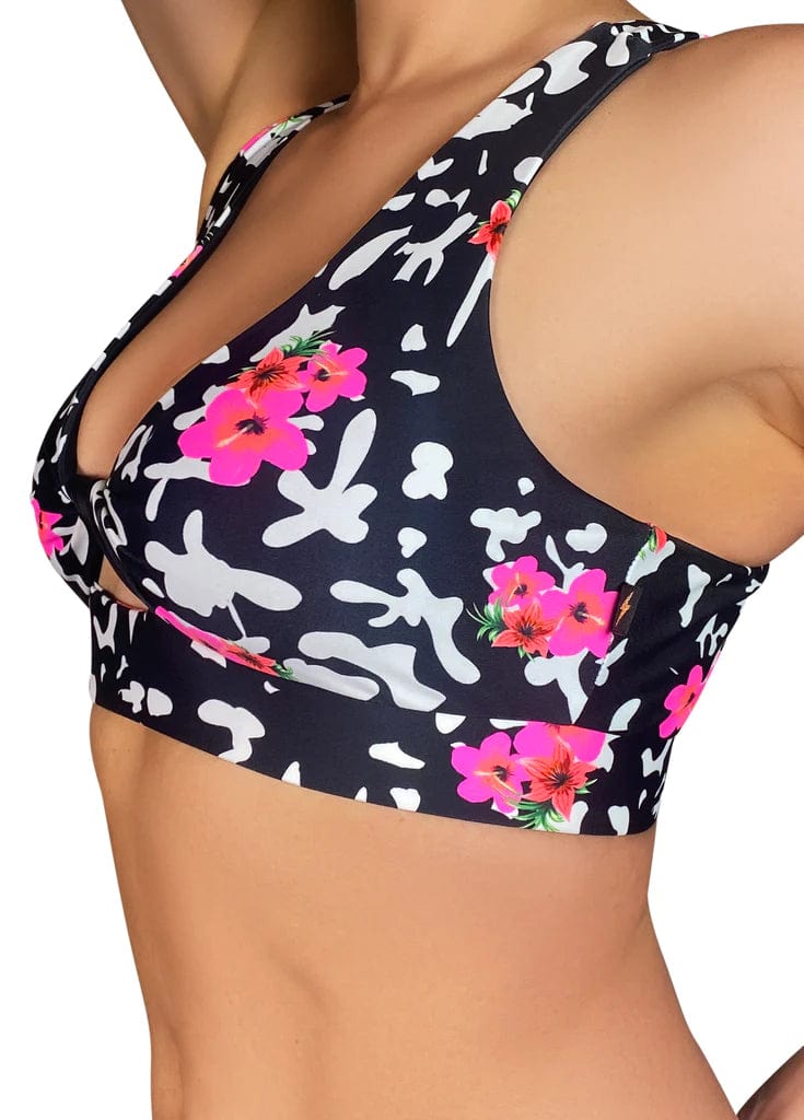 Cleo the Hurricane Tops Pink Hibiscus Twist Top