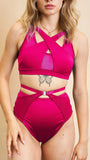 Lunalae Katherine Cross Over Top - Satin Magenta