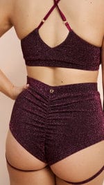 Lunalae Shorts Lure You High Waisted Garter Shorts - Coral Shimmer
