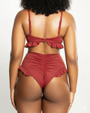 Slink Apparel Pole Bottoms Ruffle Me Up High Waisted Bottoms - Spice