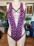 Twisted Movement Bodysuit Barbie Girl Pink Leopard Bodysuit