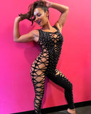 Twisted Movement Catsuit Blinged Out Sparkle Catsuit