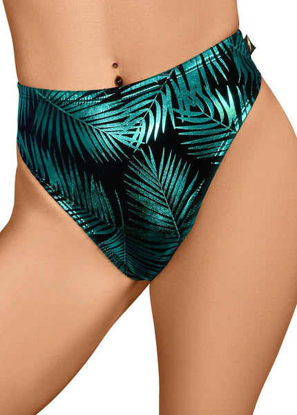 Cleo the Hurricane Bottoms Jungle Palms High Rider Hot Pant- Black Teal