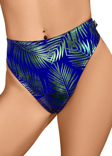 Cleo the Hurricane Bottoms Jungle Palms Rider Hot Pants- Royal Teal