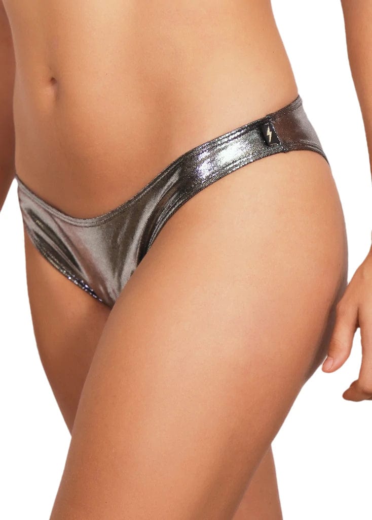 Cleo the Hurricane Bottoms Metallic Scanty Pants- Chrome