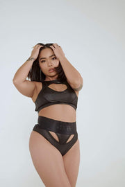 Creatures of XIX Tops I Slay Sports Bra- Black