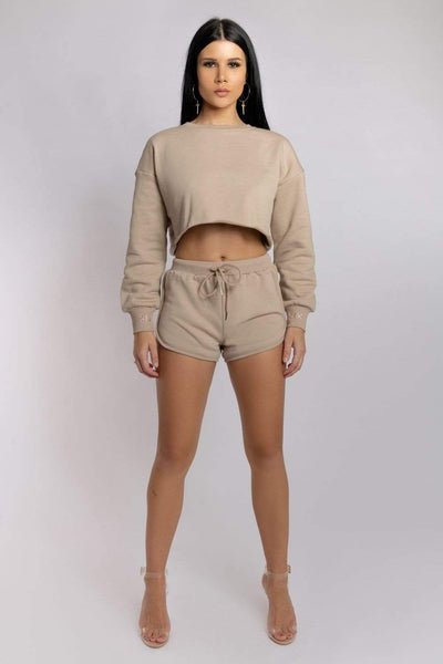 Oversized Cropped Jumper - Fawn
