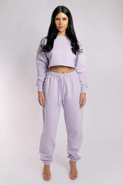 Oversized Cropped Jumper - Lilac