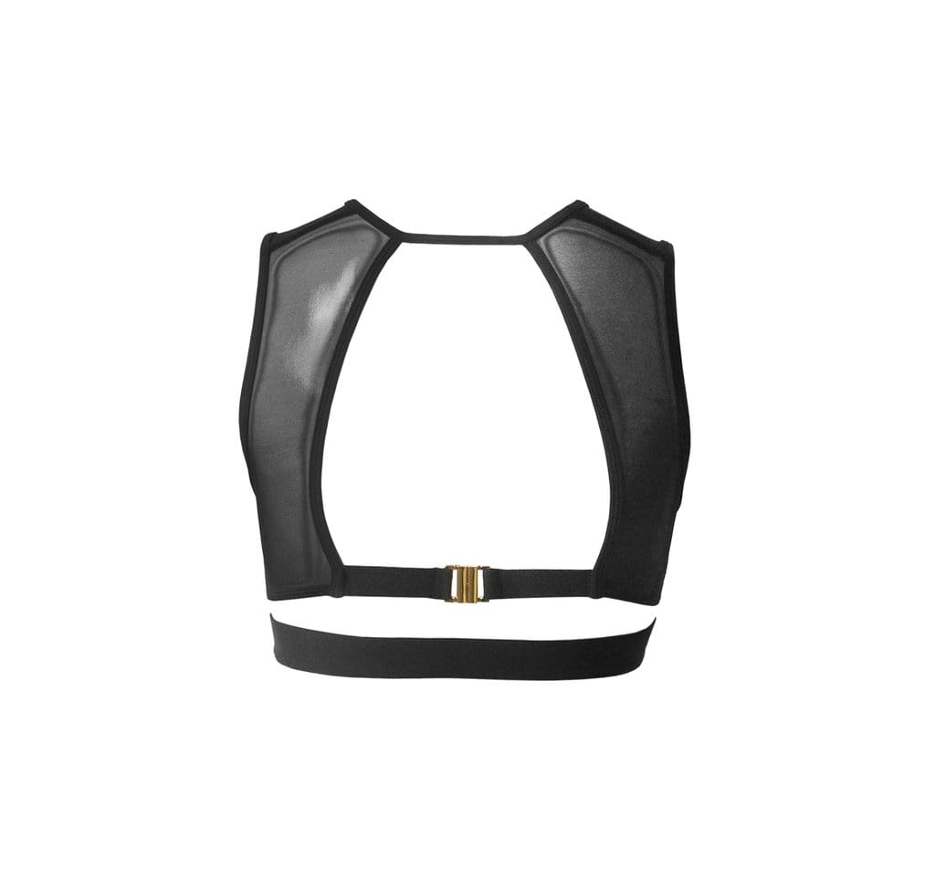 Hamade Activewear Tops Black Eyelet Mesh Crop Top