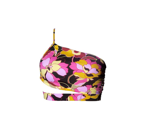 Hamade Activewear Tops Floral Print One Shoulder Bikini Top