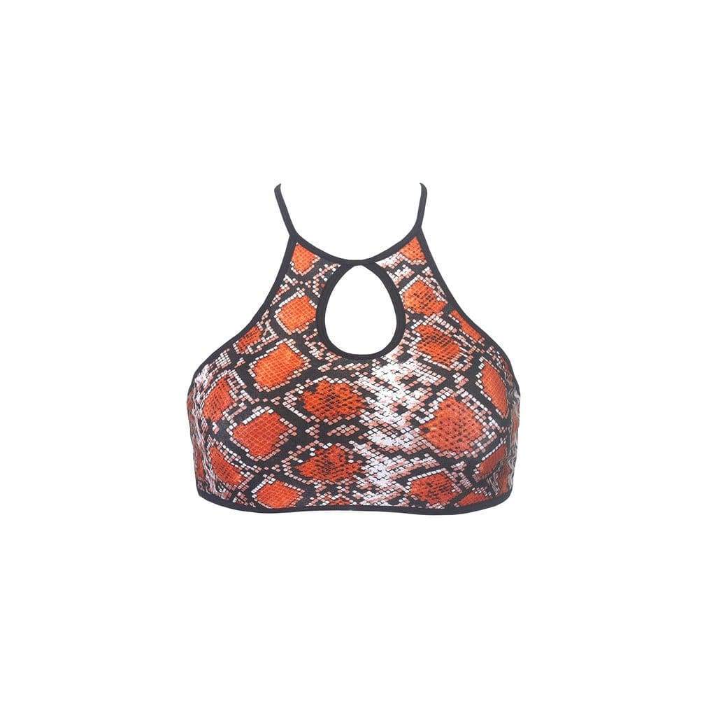 Hamade Activewear Tops Snake Print High Scoop Neck Top
