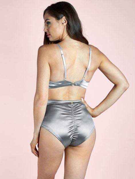 Luna Pole Wear Bottoms High Waist Basic Shorts Silver