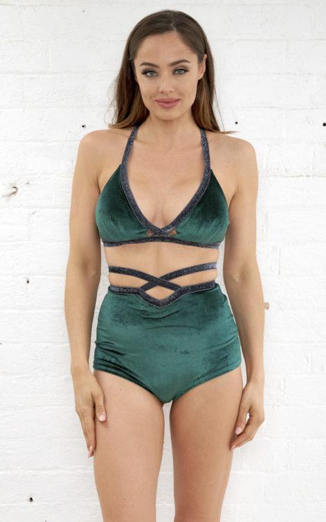 Luna Pole Wear Bottoms Sienna High Waist Shorts Velvet Green