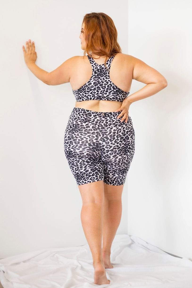 Zeta Grey Leopard Biker Shorts